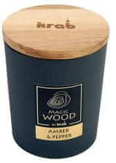 Anděl Přerov Svíčka Magic Woods dřevěným knotem - Amber a Pepper 300g 