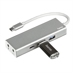 Hama USB-C 3.1 hub Aluminium, 2x USB-A, USB-C, 3,5 mm audio