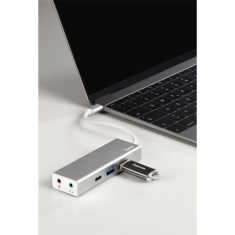 Hama USB-C 3.1 hub Aluminium, 2x USB-A, USB-C, 3,5 mm audio