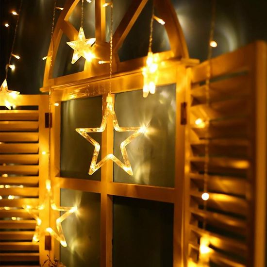 MAGIC HOME Řetěz Curtain, 138 LED teplá bílá, s hvězdami, 230V, 8 funkcí