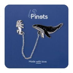 Pinets® Ozdobný špendlík velryba a kosmonaut na řetězu