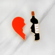 Pinets® Ozdobný špendlík zlomené srdce s lahví vína dvě ozdoby