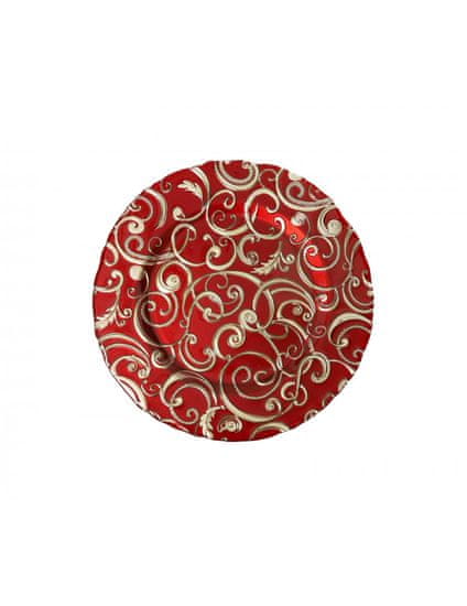 Brandani Skleněný talíř 31 cm červený Filo D´Oro Rosso BRANDANI
