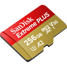 SanDisk Extreme PLUS microSDXC 256GB + SD Adapter 200MB/s and 140MB/s A2 C10 V30 UHS-I U3