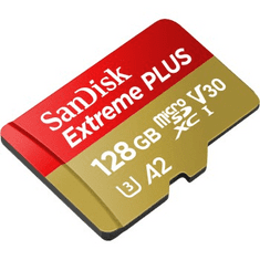 SanDisk Extreme PLUS microSDXC 128GB + SD Adapter 200MB/s and 90MB/s A2 C10 V30 UHS-I U3