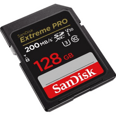 SanDisk Extreme PRO 128GB SDXC Memory Card 200MB/s and 90MB/s, UHS-I, Class 10, U3, V30