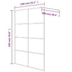 Vidaxl Sprchová zástěna walk-in černá 140 x 195 cm mléčné ESG sklo