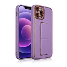 OEM Flexibilní electroplating silikonové pouzdro se stojánkem na iPhone 12 Pro 6.1" Purple