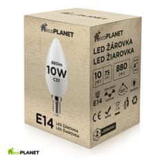 Berge LED žárovka - ecoPLANET - E14 - 10W - svíčka - 880Lm - studená bílá