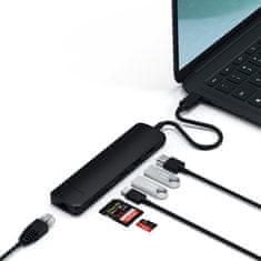 Satechi USB-C tenký víceportový ethernetový adaptér PRO černá