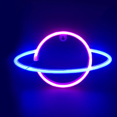 ACA Lightning  Neonová lampička - Saturn, 3x AA baterie/USB kabel, IP20, modrá + růžová barva