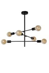 LUCIDE  Stropní svítidlo Vintage Antenna Black, 6xE27