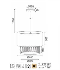 ACA  Závěsné svítidlo NISYROS max. 2x15W/E27/230V/IP20