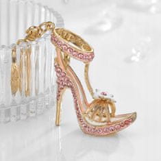 Pinets® Přívěsek na klíče růžové dámské pantofle s kubickou zirkony
