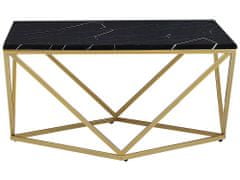 Beliani Černý konferenční stolek s mramorovým vzhledem a zlatými nohami MALIBU