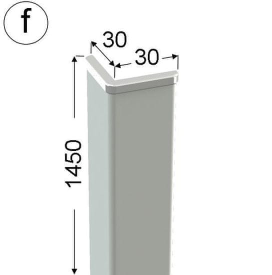 ochranný roh, dřevěný podklad potažený bílou fólií, 3030 délka 145 cm