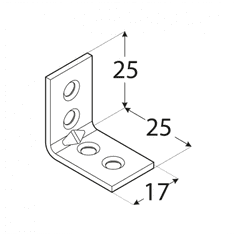 Úhelník úzký 25 x 25 x 17 x 1,5 mm, KW 1 