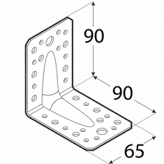 Úhelník s prolisem 90 x 90 x 65 x 2,5 mm, KP 1