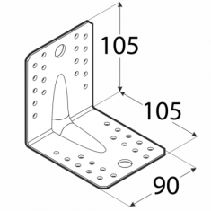 Úhelník s prolisem 105 x 105 x 90 x 2 mm, KPL 2