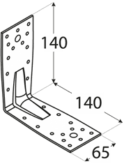 Úhelník s prolisem 140 x 140 x 65 x 2,5 mm, KP 5