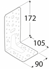 Úhelník s prolisem 172 x 105 x 90 x 3 mm, KP 6