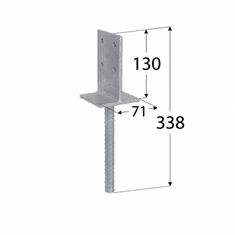 Patka sloupku typu "T" zapuštěná 70 x 130 x 8 mm PSW 70