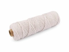 Kraftika 50m režná světlá bavlněná šňůra macrame 3 mm