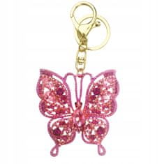 Pinets® Přívěsek na klíče motýl s růžovými kubickými zirkony