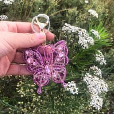 Pinets® Přívěsek na klíče motýl s růžovými kubickými zirkony