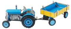 InnoVibe Traktor Zetor s valníkem modrý na klíček kov 28cm Kovap v krabičce