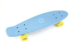 Teddies Skateboard - pennyboard 60cm nosnost 90kg, kovové osy, modrá barva, žlutá kola