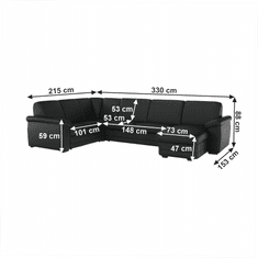 KONDELA Sedací souprava ve tvaru U, ekokůže černá, pravá, BITER U