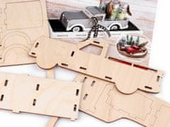 Kraftika 1sada řírodní kreativní sada dřevěné 3d puzzle automobil