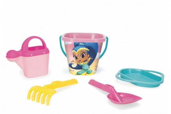 Wader Sada na písek pro dívky 5ks Shimmer&Shine plast v síťce 20x26x20cm 12m+