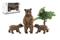 Teddies  Zvířátka safari ZOO 10cm sada plast 4ks medvěd 2 druhy