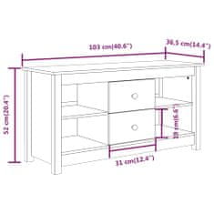 Greatstore TV skříňka medově hnědá 103 x 36,5 x 52 cm masivní borové dřevo