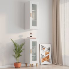 Greatstore Závěsná nástěnná skříňka bílá s vysokým leskem 34,5x34x90 cm