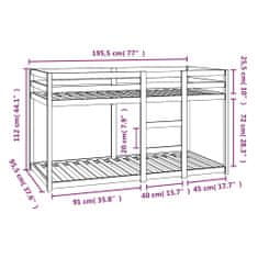 Greatstore Patrová postel 90 x 190 cm masivní borové dřevo