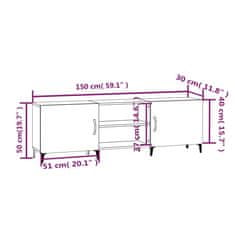 Vidaxl TV skříňka bílá 150 x 30 x 50 cm kompozitní dřevo