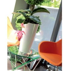 Prosperplast Květináč Vysoký s Vložkou TUBUS SLIM SHINE Zahradní květináč pro domácnost 38,1 Cm - lesklá bílá