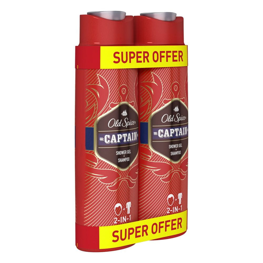 Old Spice Captain Sprchový Gel A Šampon Pro Muže 2x400 ml