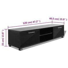 Greatstore TV stolek černý s vysokým leskem 120 x 40,3 x 34,7 cm