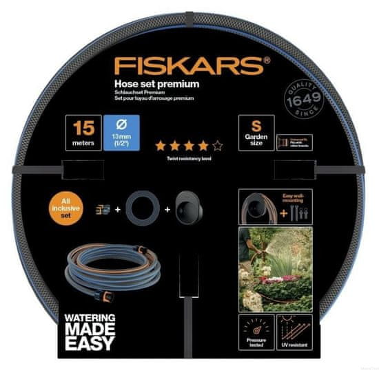 Fiskars Nástěnný držák s hadicí 13 mm 1/2'' 15 m q4