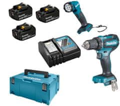 Makita 18V kombinovaná sada ddf485 + dml815 3*3.0ah