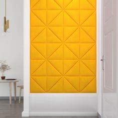Vidaxl Nástěnné panely 12 ks žluté 30 x 30 cm samet 0,54 m²