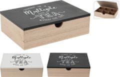 H & L Dřevěný box na čaj 24x17x7cm, černý 