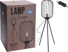 H & L Kovová stojací lampa Tripod 102cm s trojnožkou, černá 