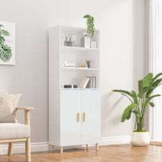 Greatstore Skříň highboard bílá s vysokým leskem kompozitní dřevo