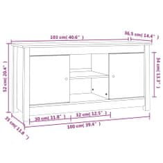 Vidaxl TV skříňka medově hnědá 103 x 36,5 x 52 cm masivní borové dřevo