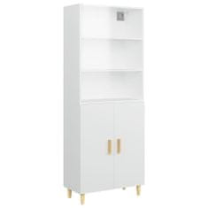 Greatstore Skříň highboard bílá s vysokým leskem kompozitní dřevo